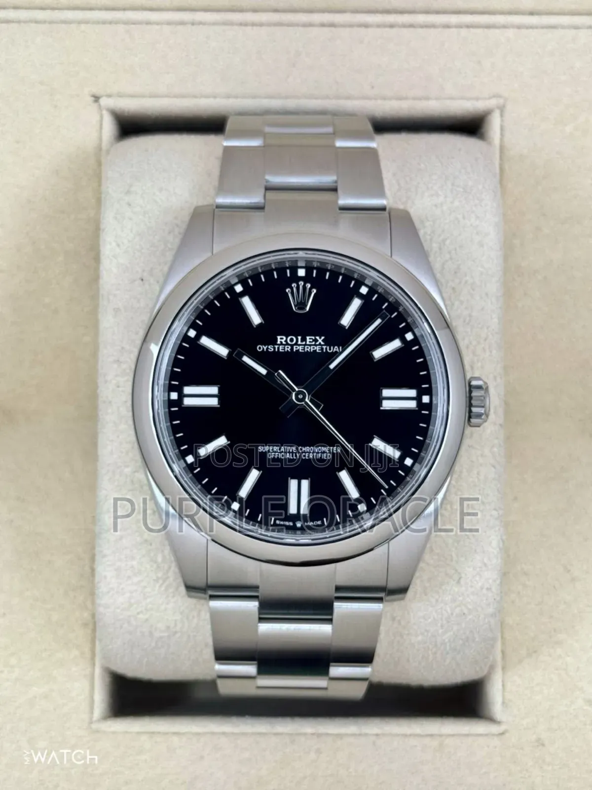 Rolex Oyster Pepertual 41mm Silver Black Dial Watch
