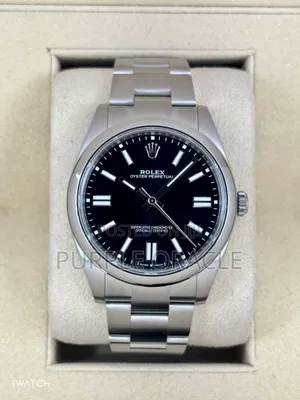 Rolex Oyster Pepertual 41mm Silver Black Dial Watch