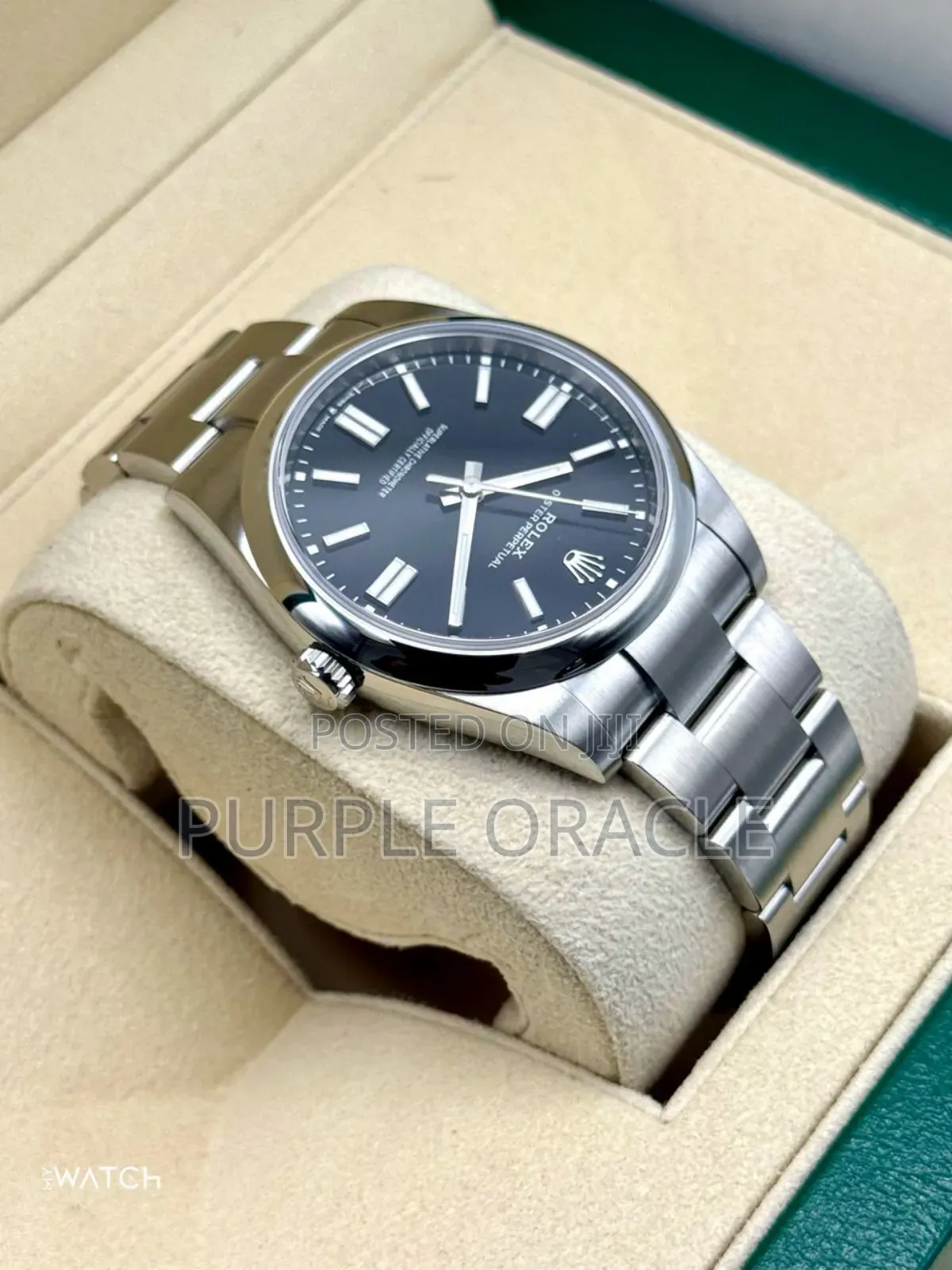 Rolex Oyster Pepertual 41mm Silver Black Dial Watch