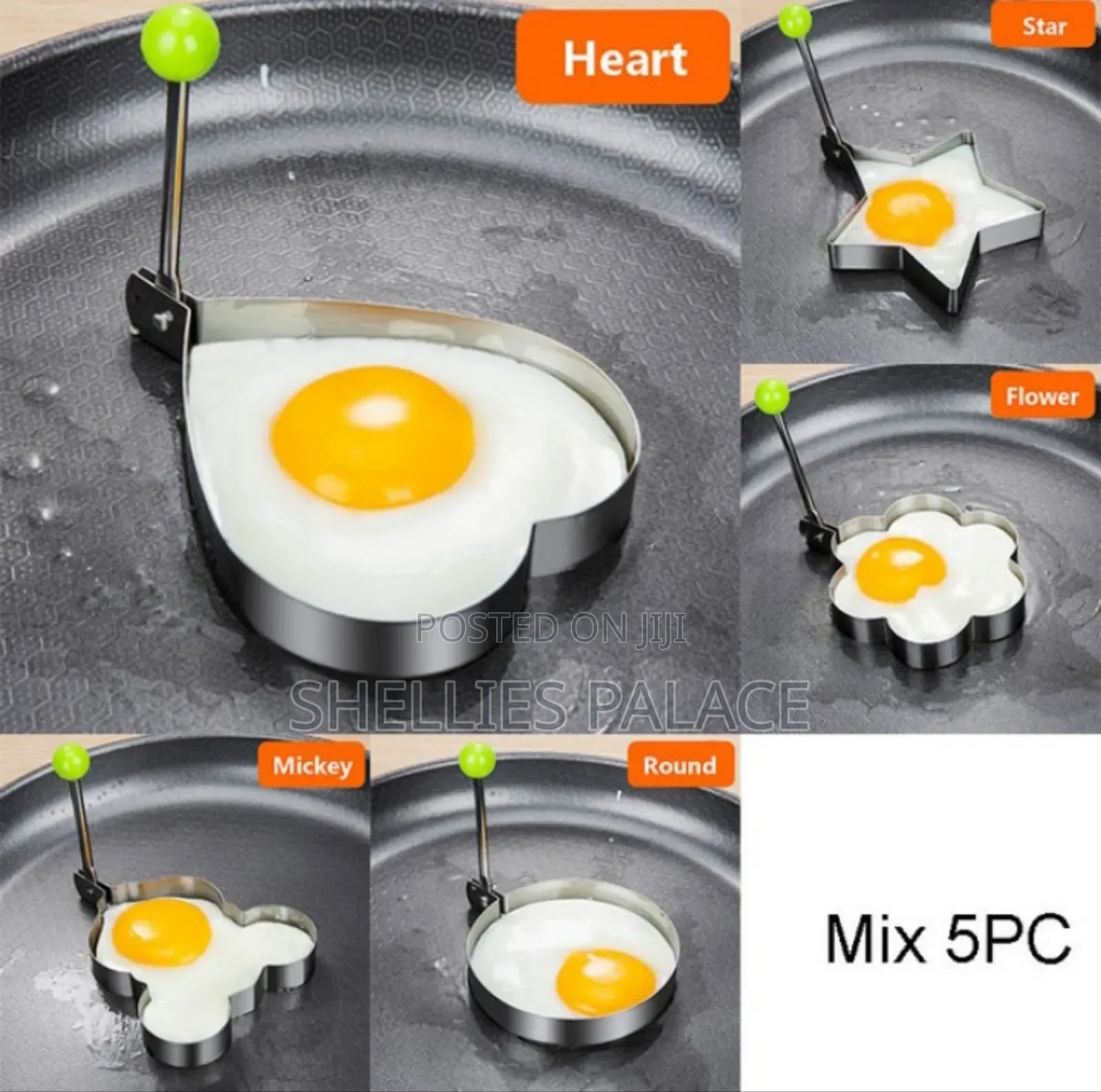 5pcs Stainless Steel 5style Fried Egg Pancake Shaperomelette