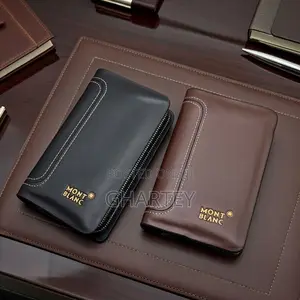 Luxury Leather Zip-Around Wallet Clutch Organizer