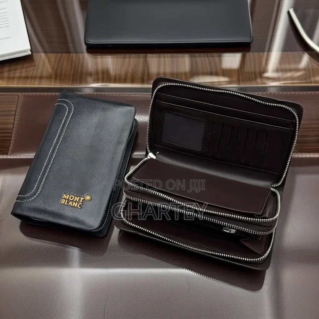 Luxury Leather Zip-Around Wallet Clutch Organizer