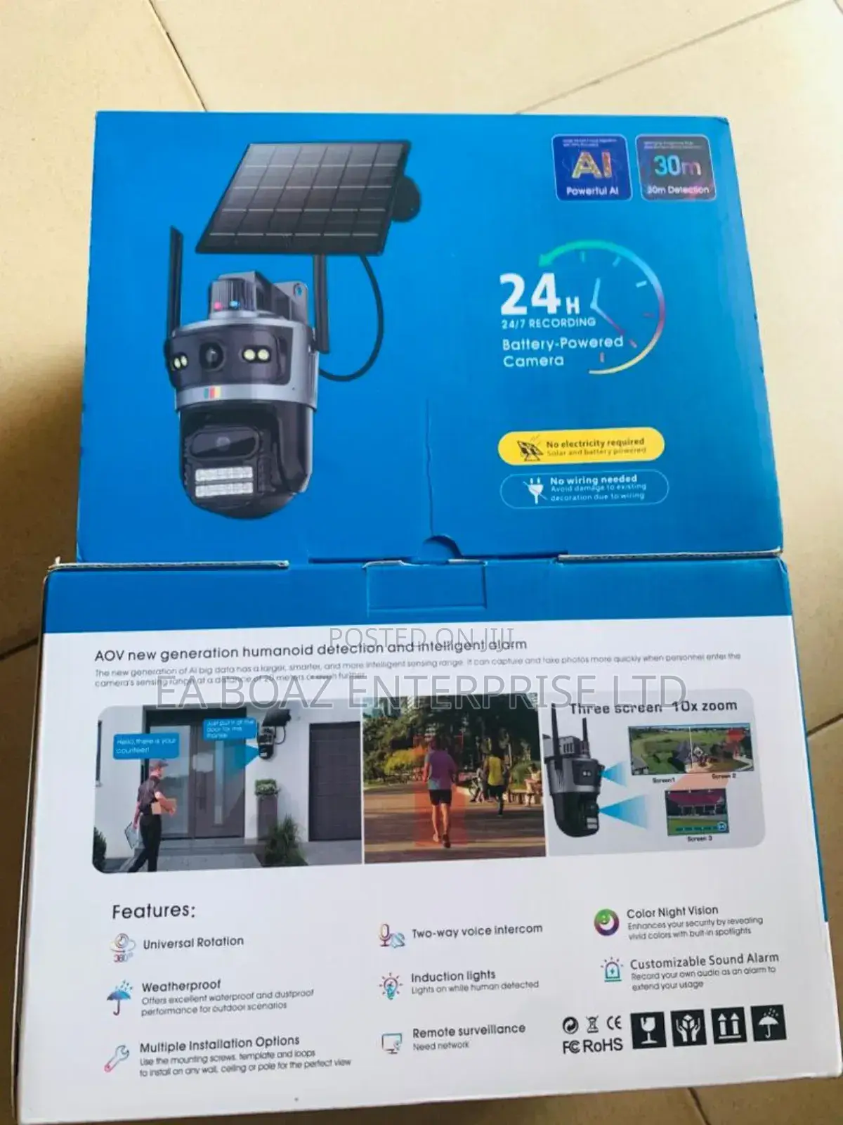 Icsee 4g 2 Lens PTZ Motion Detector,Alarm Solar Camera