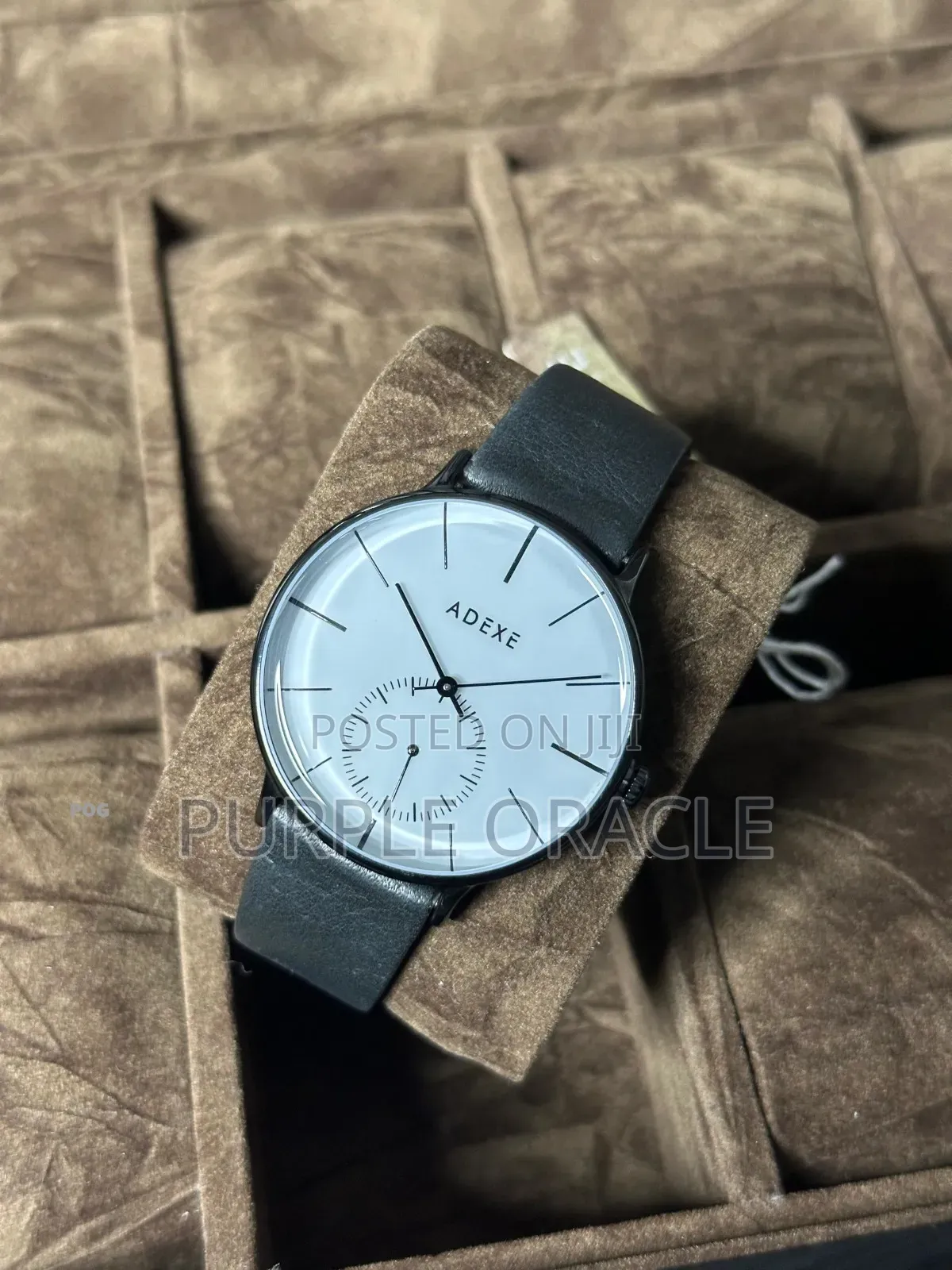 Adexe 1868e-t02 Grande Watch With White Dial With Gray Leather Strap
