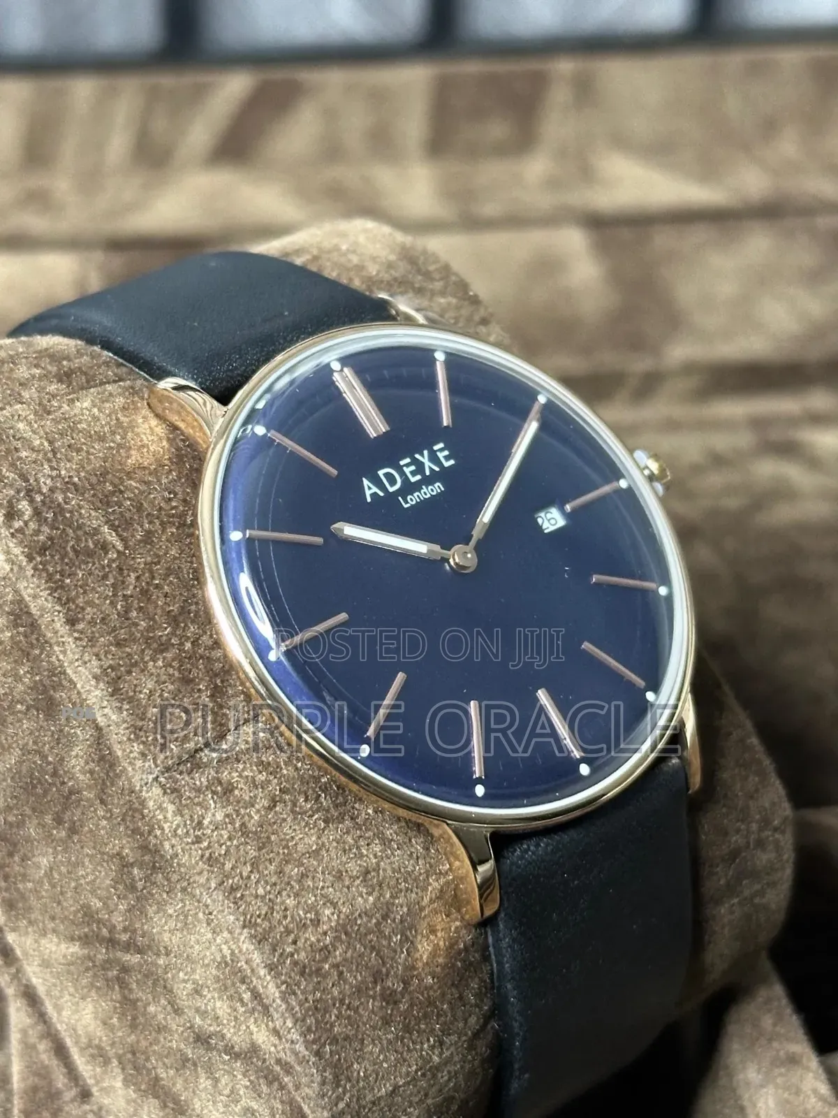 Adexe London Grande Watch With A Black Dial And A Rose Gold-tone .