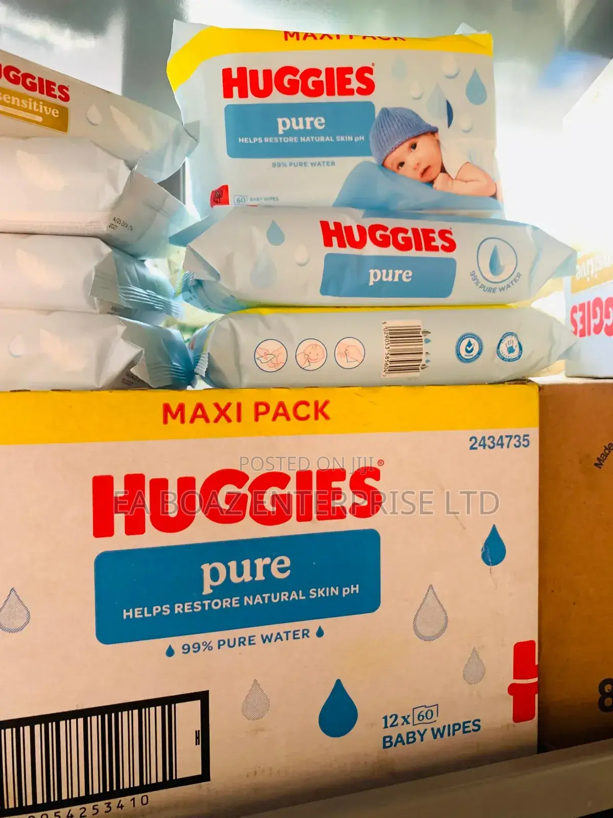 Huggies Pure Baby Wipes Maxi Pack (12×60 Wipes)