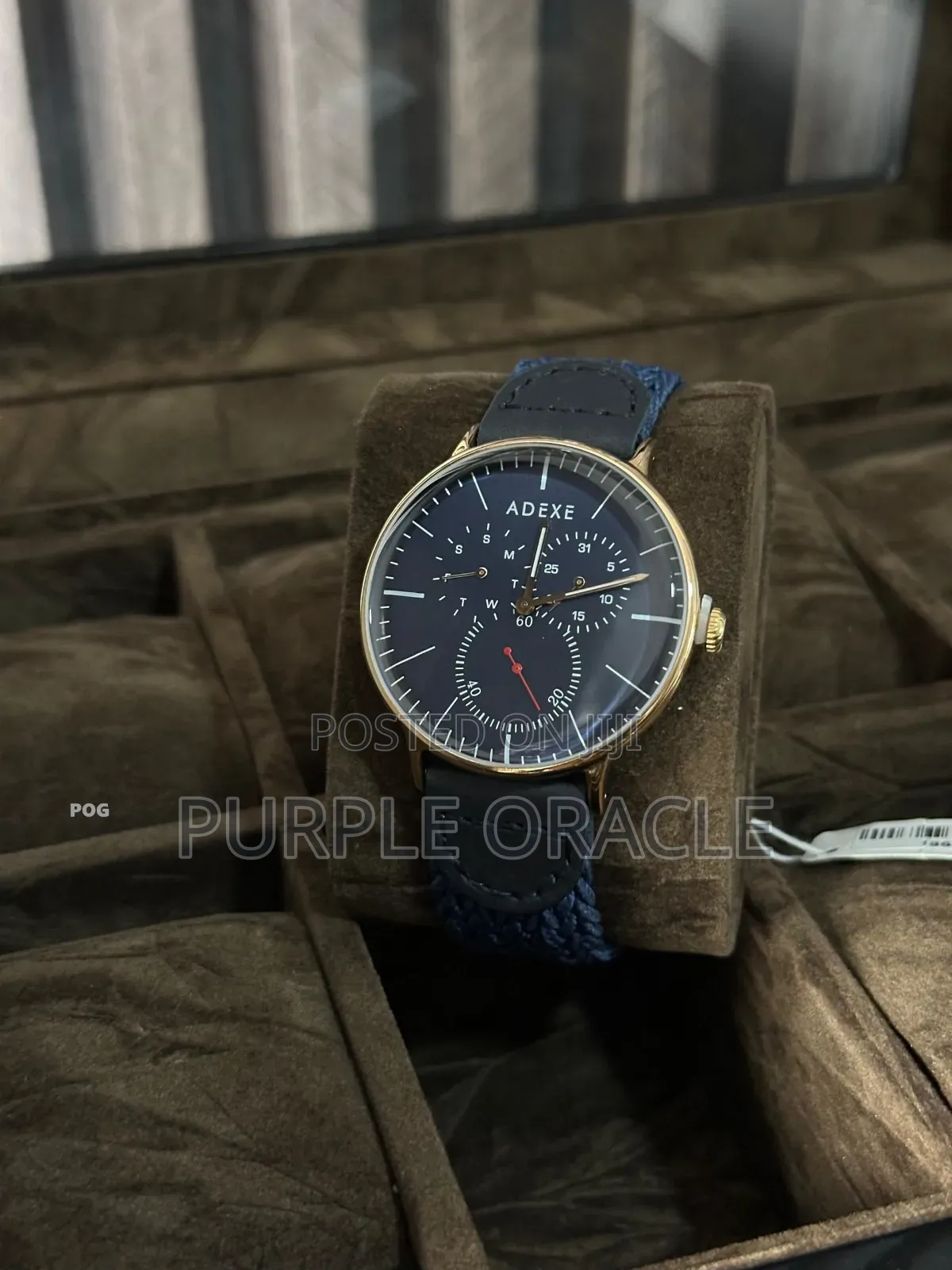 Adexe Grande 41mm Blue Watch With A Leather Band
