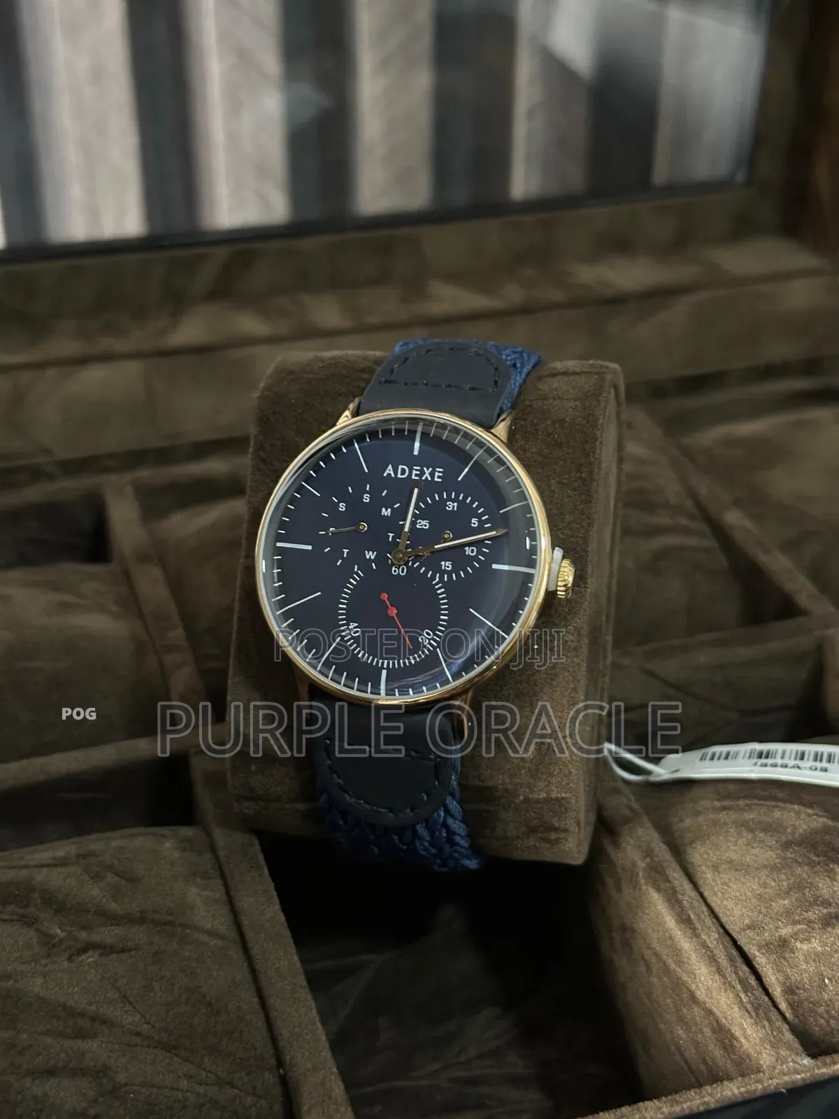 Adexe Grande 41mm Blue Watch With A Leather Band