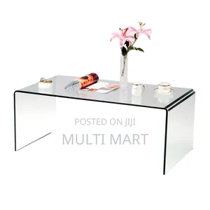 Coffee Tempered Glass Center Table Living Room Table Curved