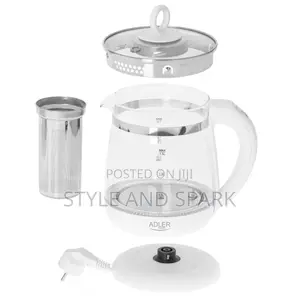 Adler White Kettle Glass 1.5l - With Temp. Control and Tea Infuser