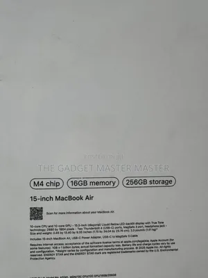 New Laptop Apple MacBook Air 2025 M4 15-Inch 16GB Apple M4 SSD 256GB