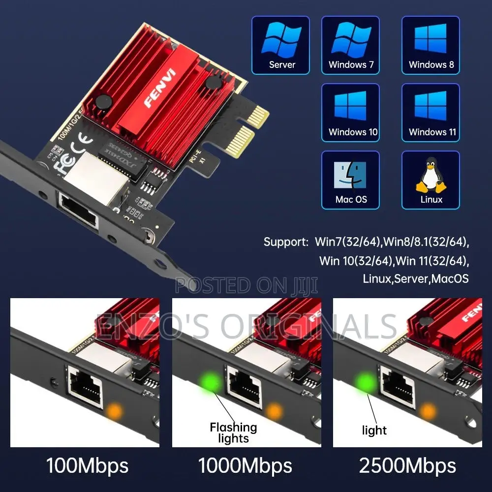 Fenvi 2.5g Gigabit Pcie Ethernet Card Rtl8125 2500mbps Rj45 Lan Nic