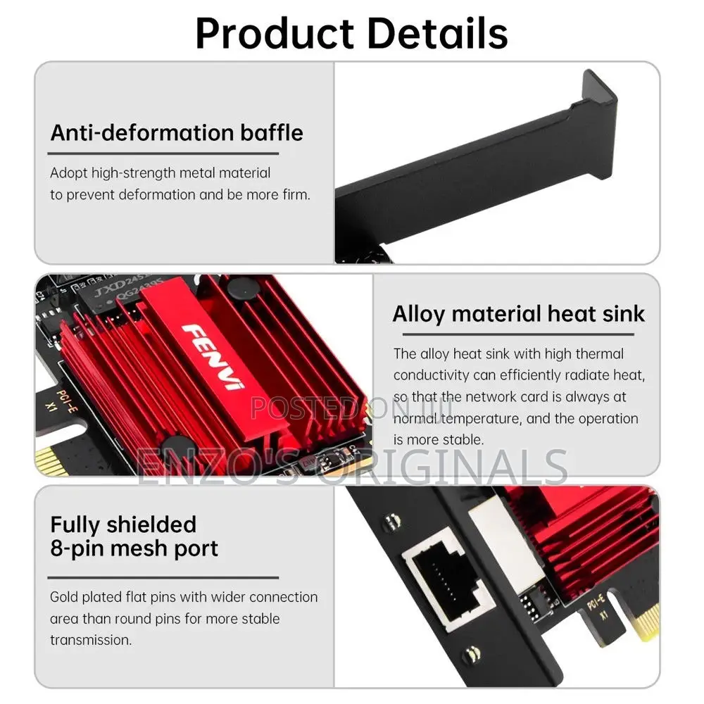 Fenvi 2.5g Gigabit Pcie Ethernet Card Rtl8125 2500mbps Rj45 Lan Nic