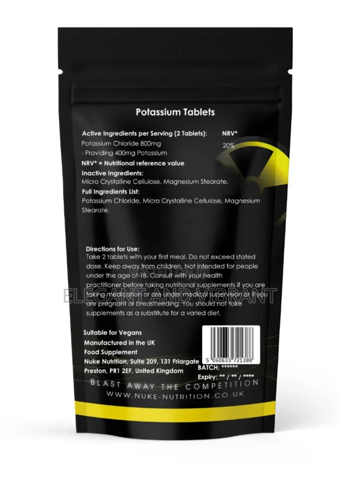 Potassium Tablets 200mg X 60 Healthy Blood Pressure Nerve & Muscular
