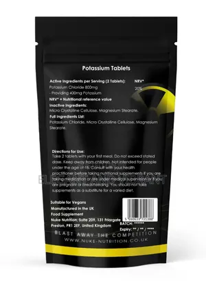 Potassium Tablets 200mg X 60 Healthy Blood Pressure Nerve & Muscular