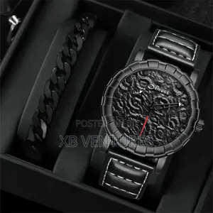 Premium Black Dial Watch With Matching Bracelet Combo