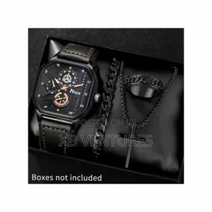 Sophisticated Skeleton Dial Watch + Luxury Bracelet