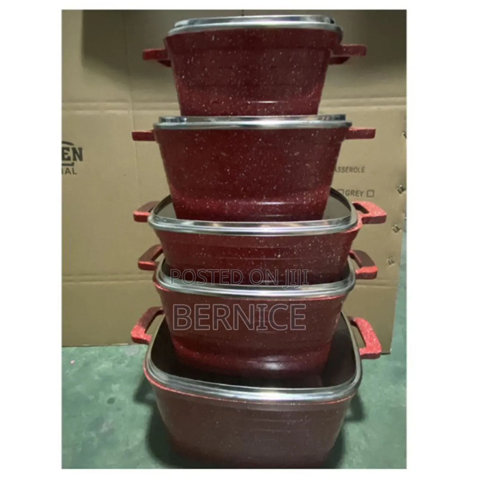 Non-Stick Granite Cooking Pot Set With Glass Lids – Durable Cookware