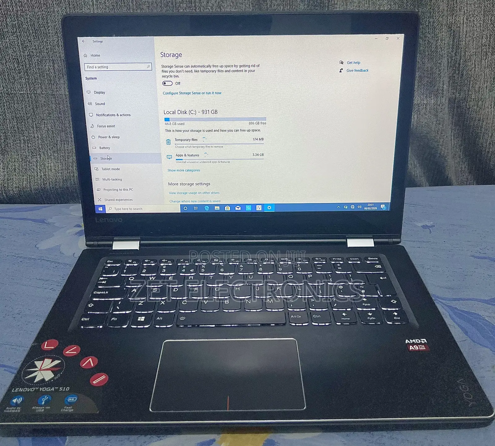 Laptop Lenovo Yoga 7i 8GB AMD A10 HDD 1T