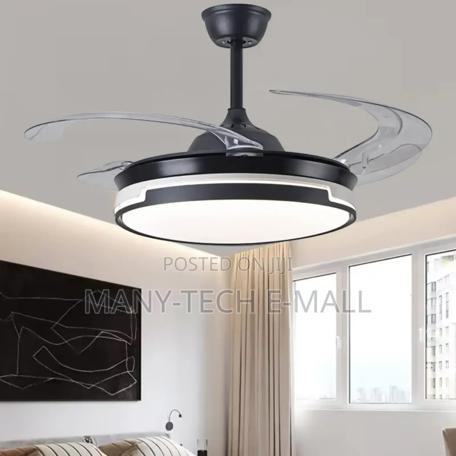 Black Body Luxury Fan With Light