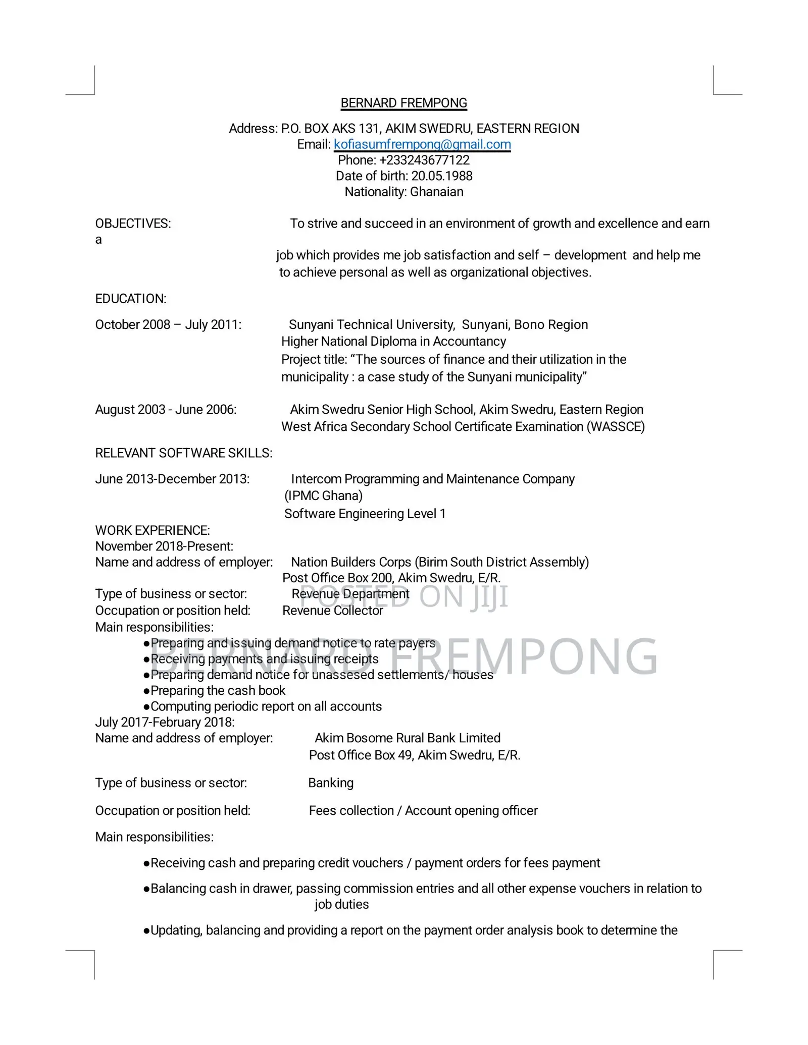 Housekeeping Cleaning CV