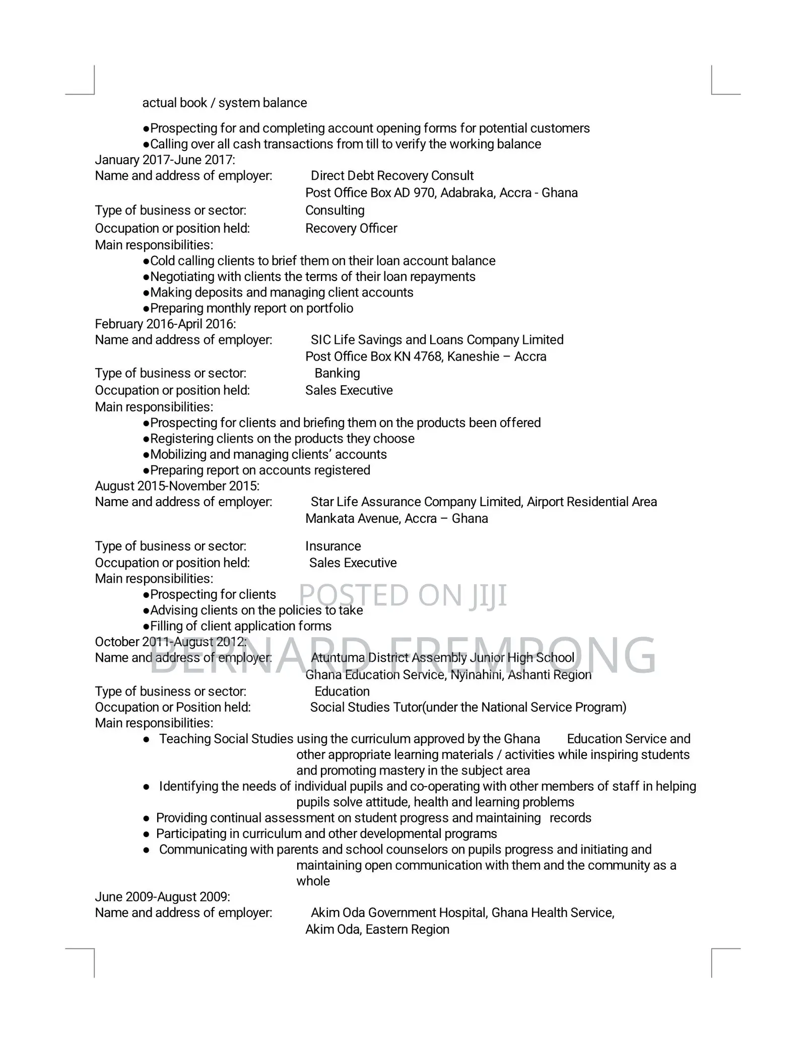 Housekeeping Cleaning CV
