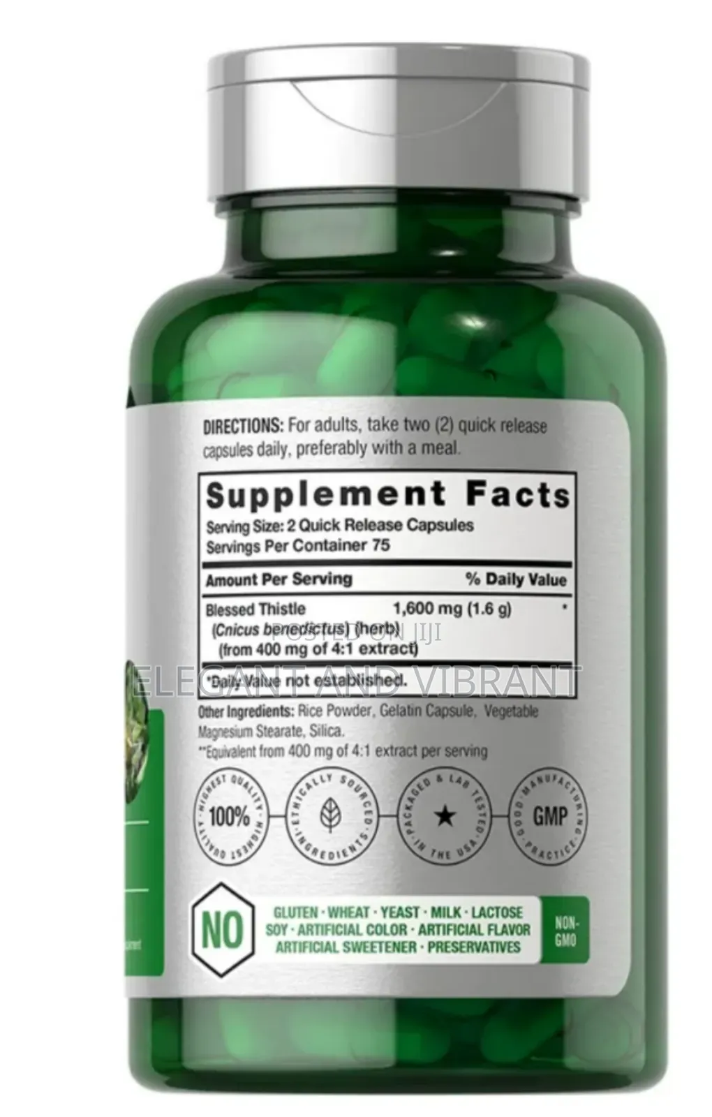 Blessed Thistle 1600 Mg | 150 Capsules For Men And Women  Max Potency