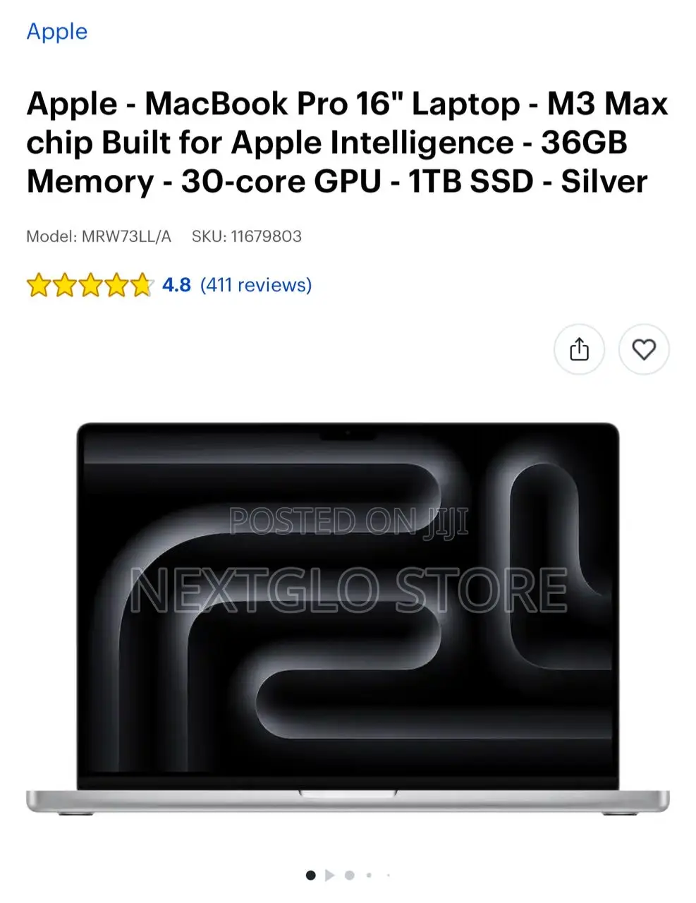 New Laptop Apple MacBook Pro 36GB Apple M3 Max SSD 1T