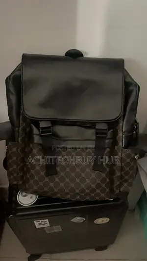 Men’S Faux Leather Flap-top Backpack (Monogram Design)