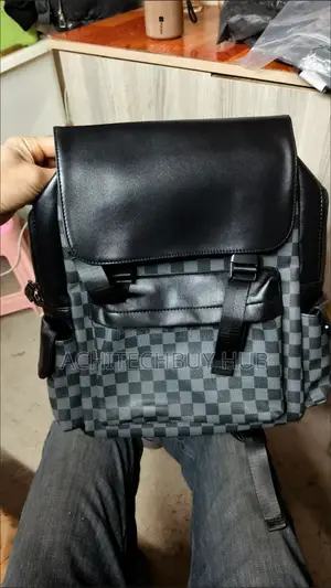 Men’S Faux Leather Flap-top Backpack (Monogram Design)