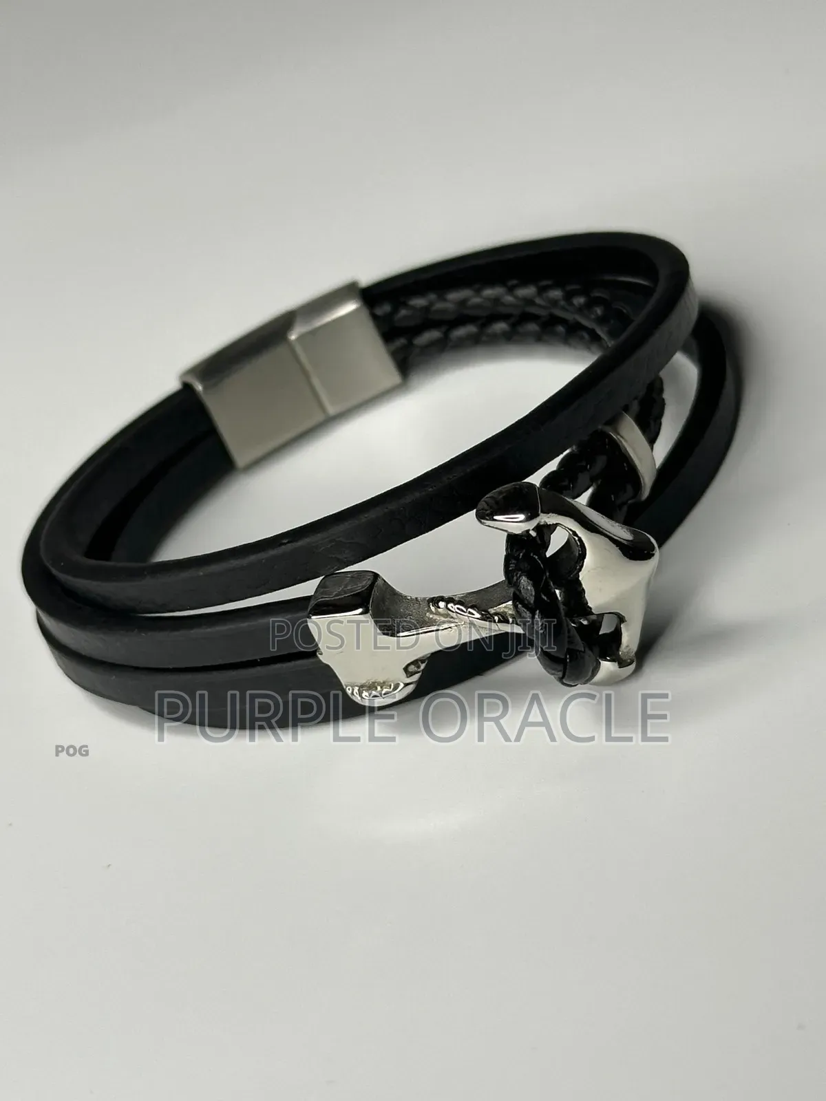 Black Multi-Layer Braided Leather Bracelet.