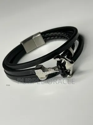 Black Multi-Layer Braided Leather Bracelet.
