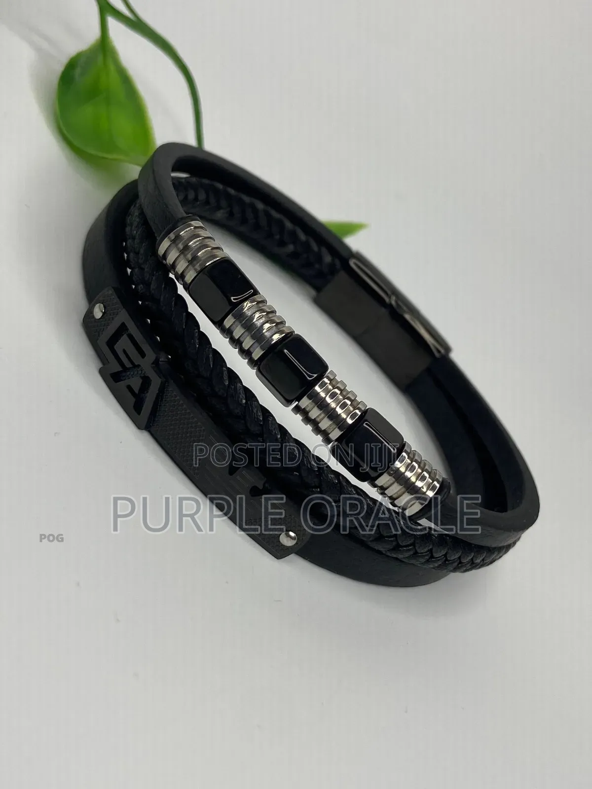 Black Multi-Layer Braided Leather Bracelet.
