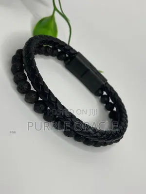 Black Multi-Layer Braided Leather Bracelet.