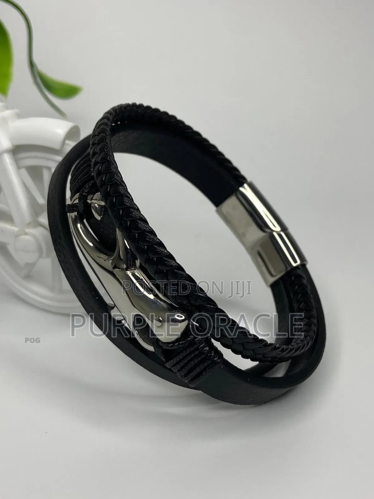 Black Multi-Layer Braided Leather Bracelet.