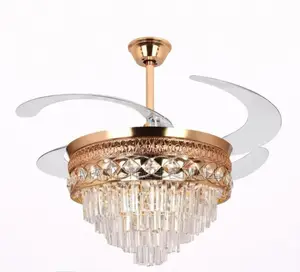 Crystal Golden Ceiling Fan Light.