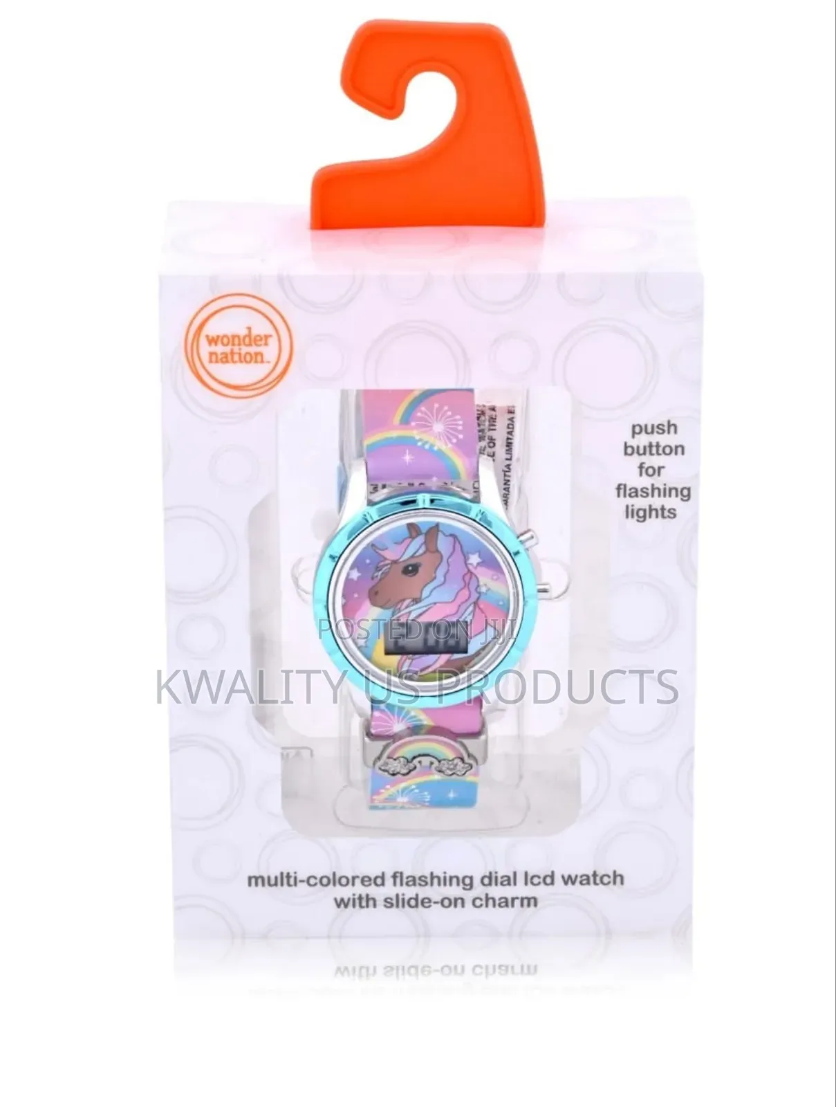 Wonder Nation Girls Unicorn LCD Watch With Rainbow Charm