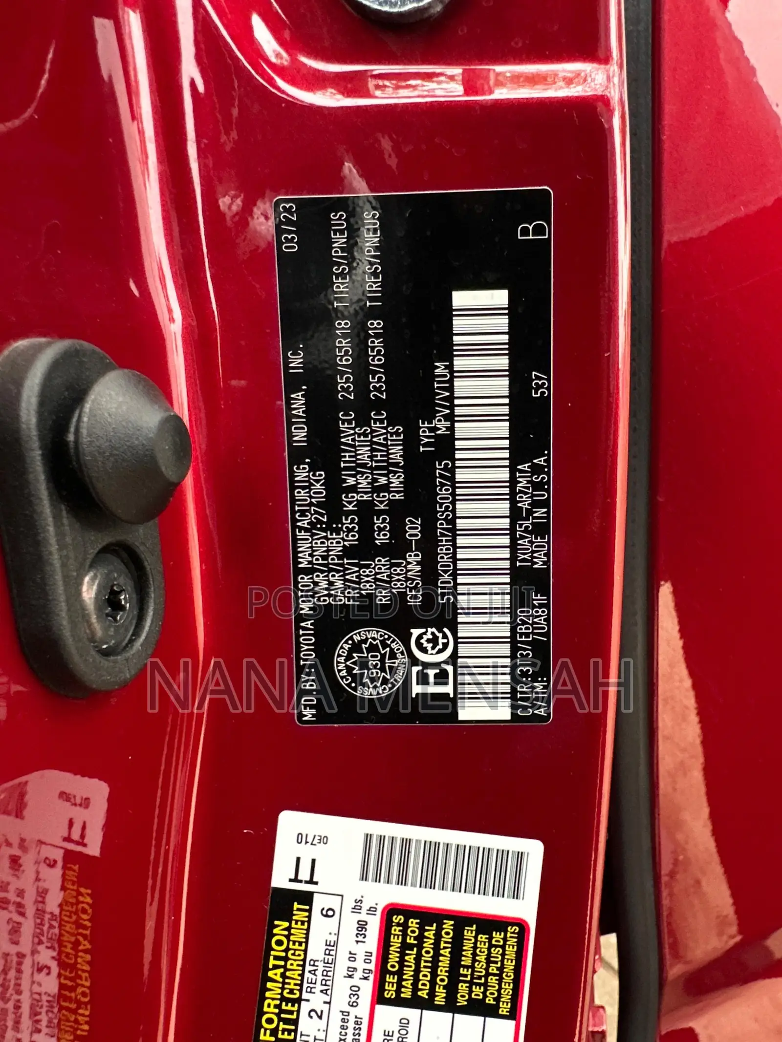 Toyota Highlander XLE AWD 2023 Burgundy