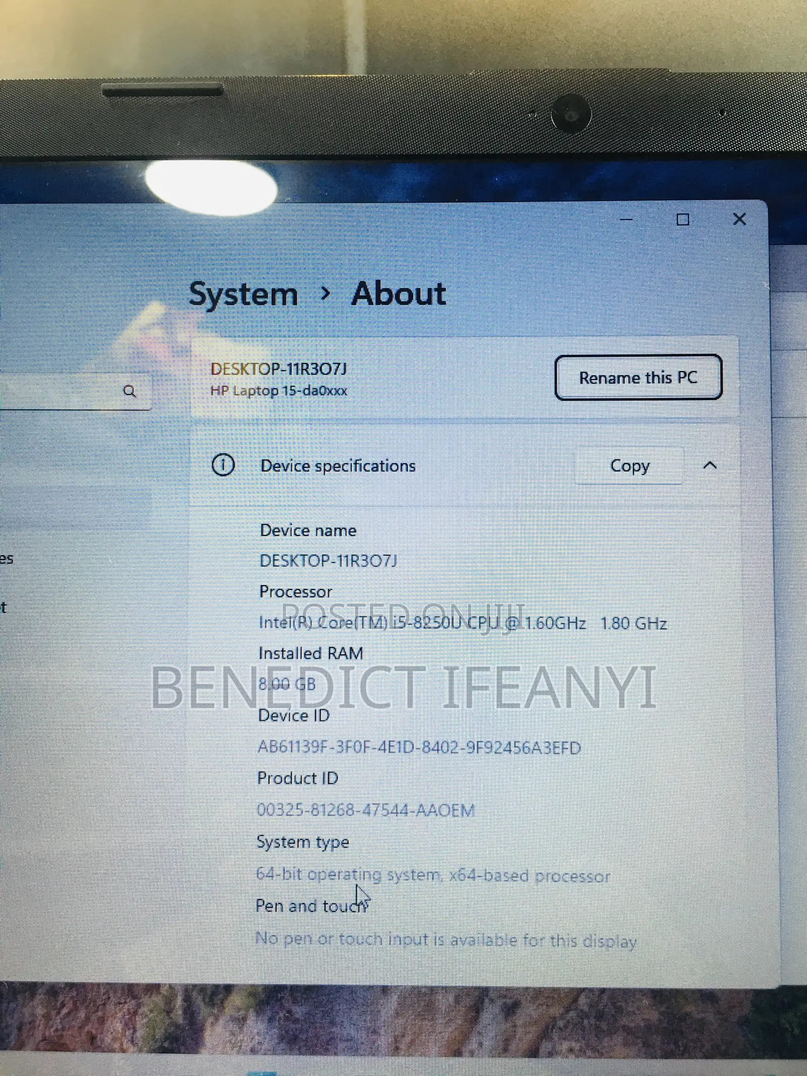 Laptop HP 15-Dy1031wm 8GB Intel Core I5 SSD 256GB