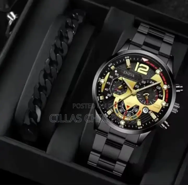 Men's Quartz Watchessteel Band (Black Available)