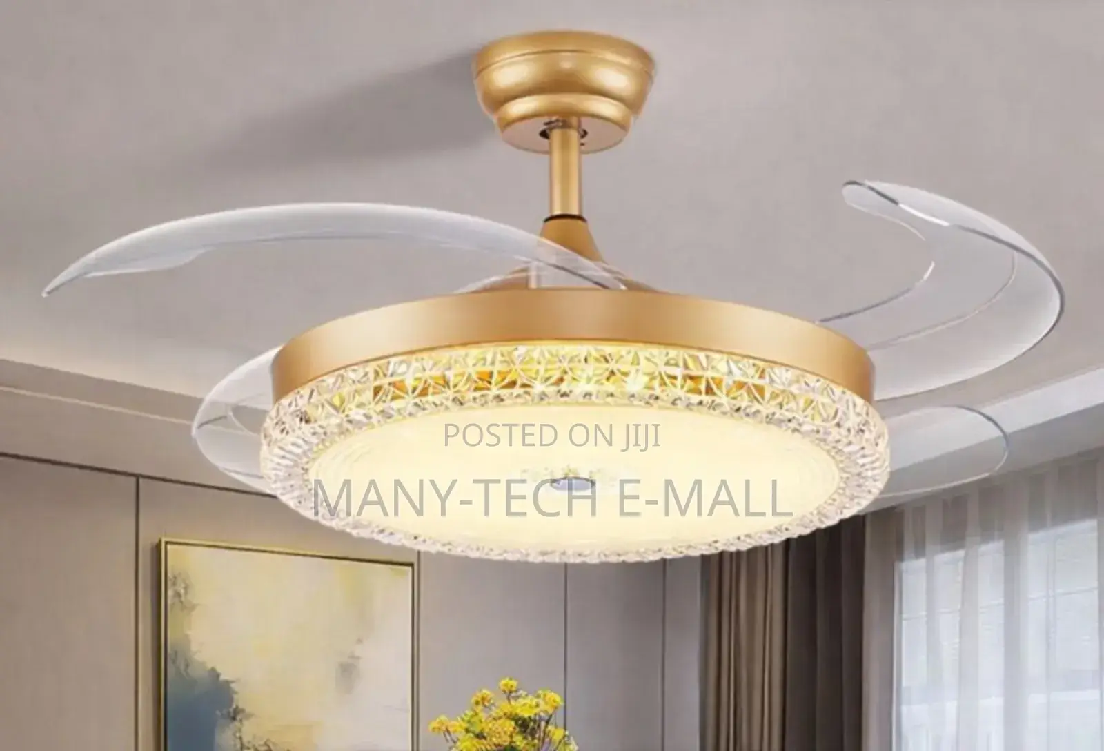 Gold Led Fan With Light