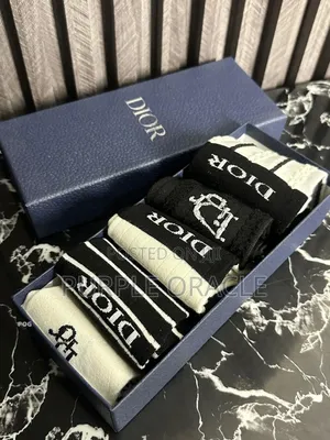5-pack Set Of Christian Dior Socks In A Black And White Cotton Blend.