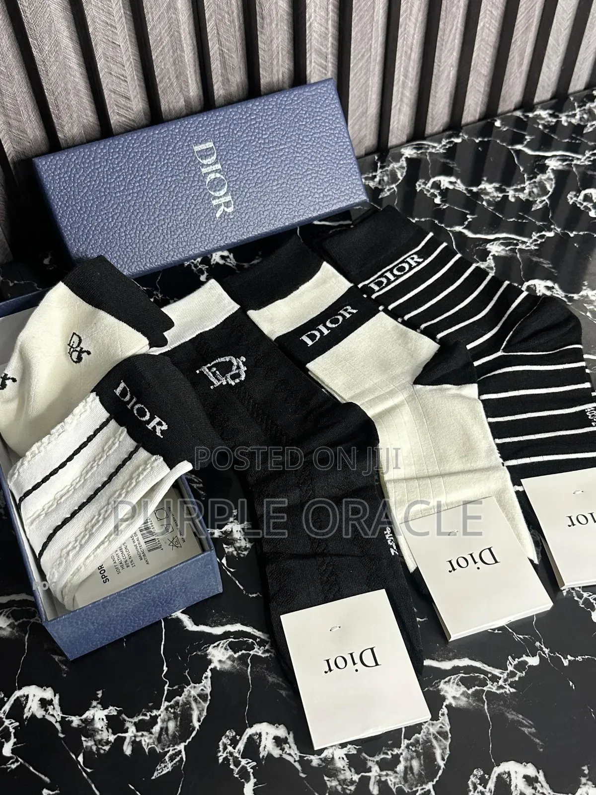 5-pack Set Of Christian Dior Socks In A Black And White Cotton Blend.