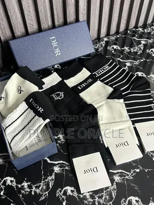 5-pack Set Of Christian Dior Socks In A Black And White Cotton Blend.