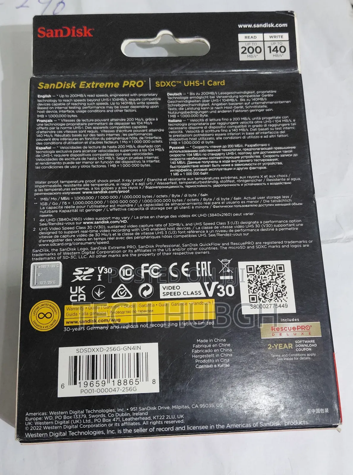 Sandisk Extreme Pro SDXC 'Uhs-I Card