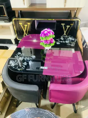 Modern Red Black 4-Seater Glass Dining Set