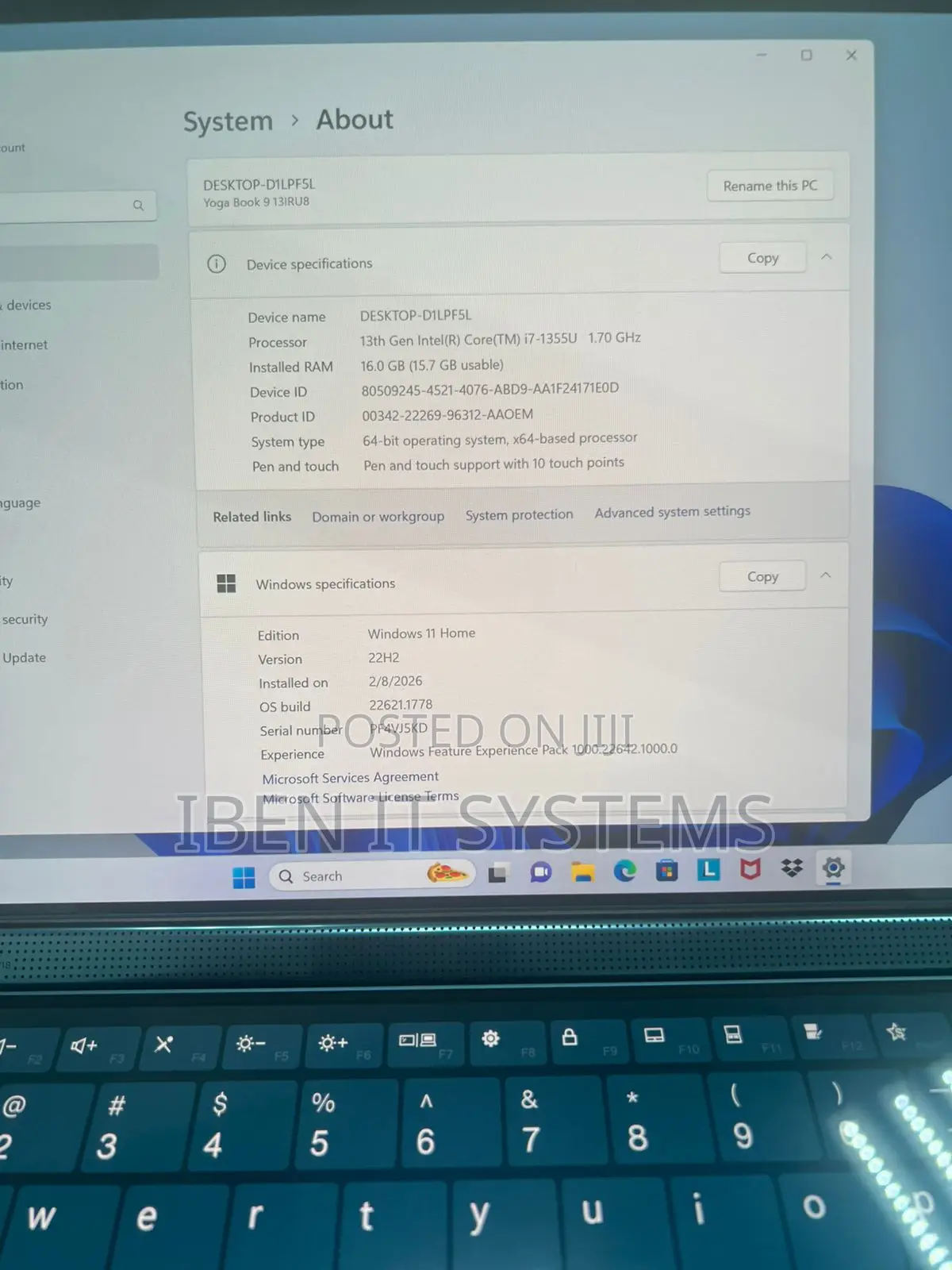 Laptop Lenovo Yoga Book 9i 16GB Intel Core i7 SSD 1T