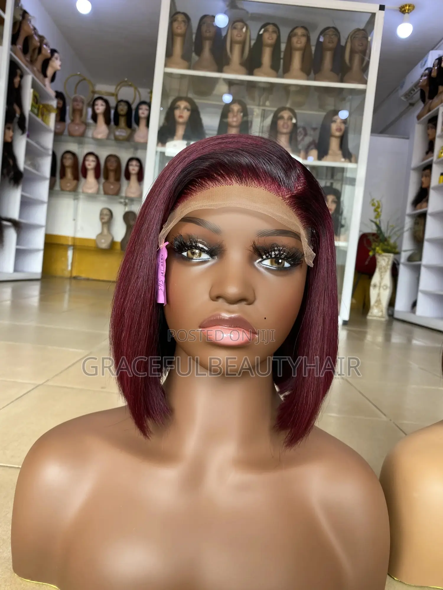 8 Inches SDD Bone Straight Vietnam Texture Dark Burgundy With 5x5