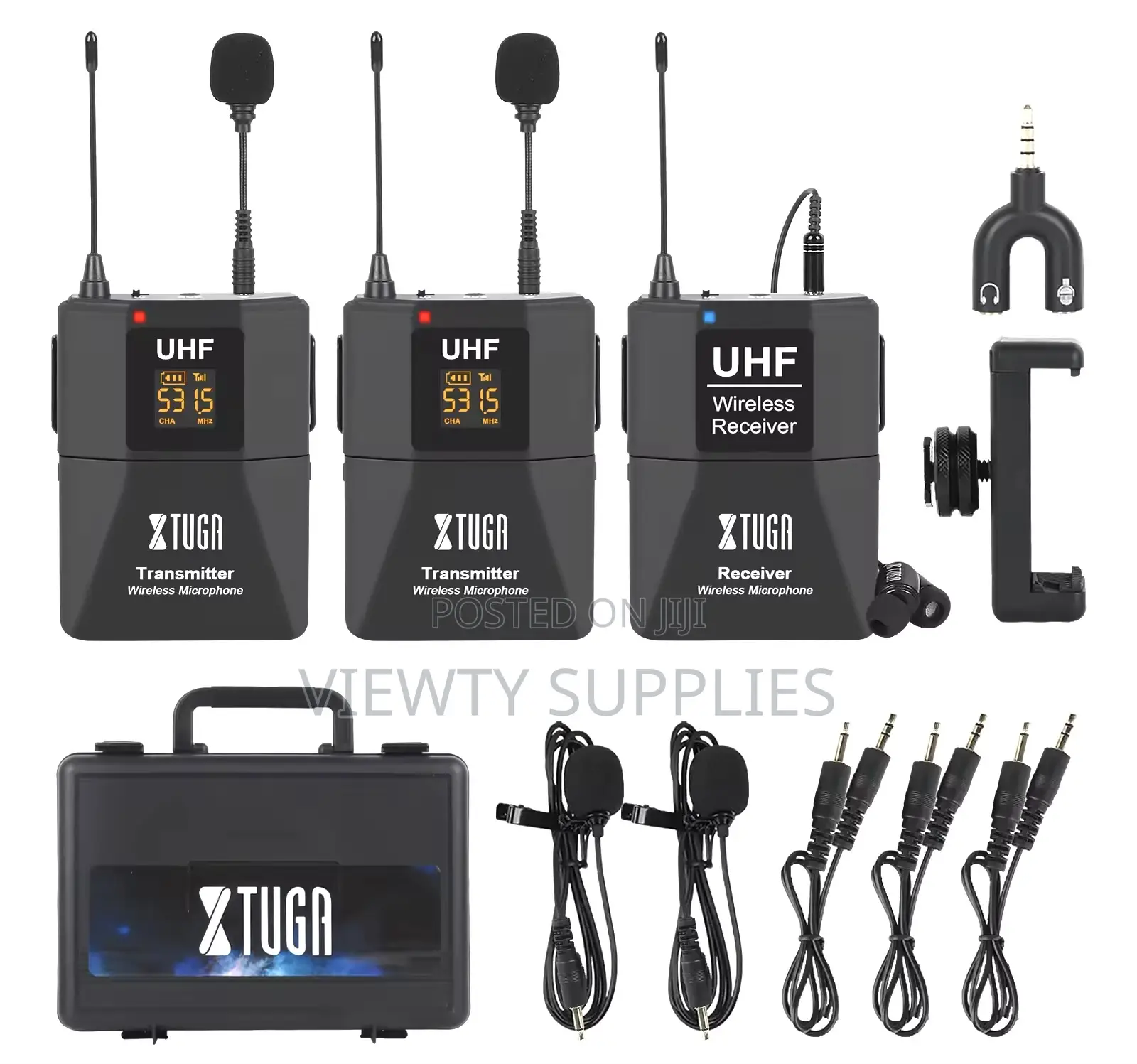2 Mics-1 Receiver Lapel Lavalier Microphone For Camera, Phone, Tablet