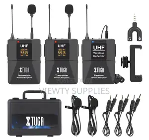 2 Mics-1 Receiver Lapel Lavalier Microphone For Camera, Phone, Tablet